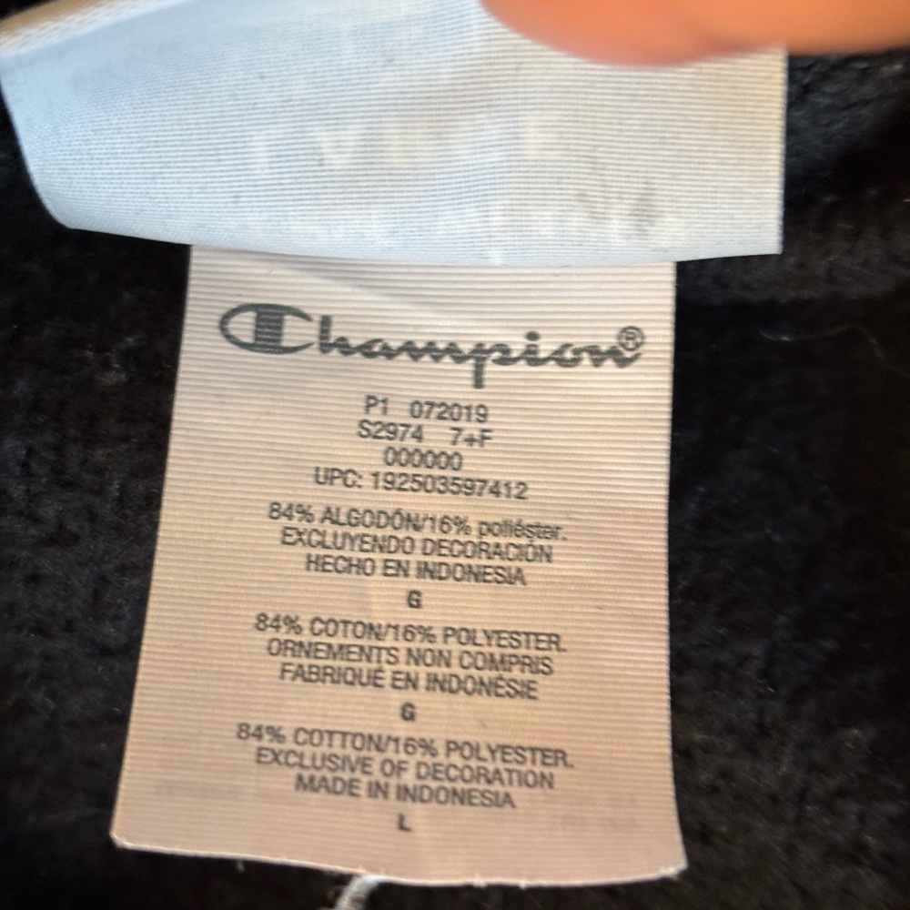 Champion Black Hoodie with All-Over Logo - Picture 7 of 8